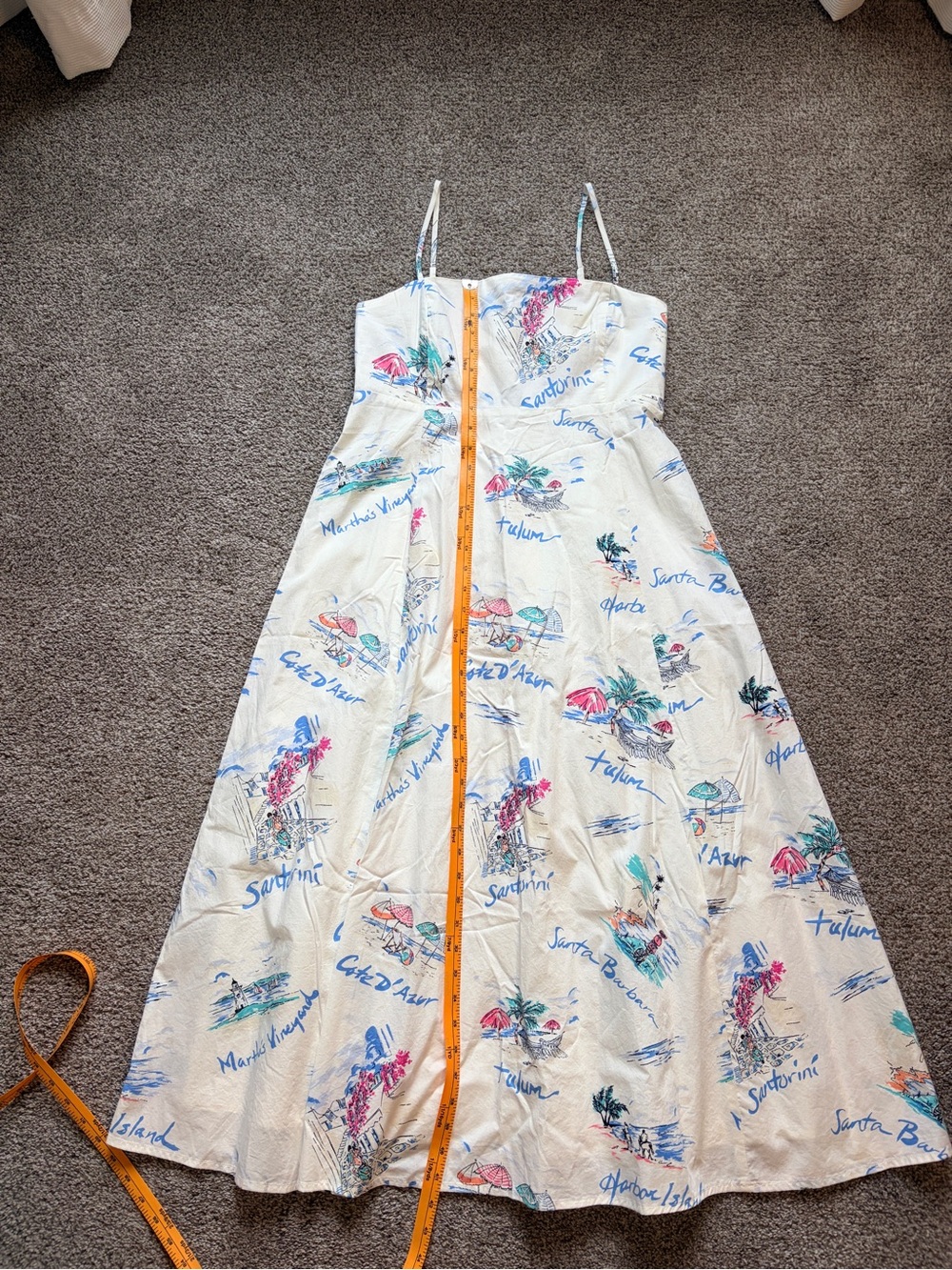 GAP Cream Midi Dress with Blue, Pink and Green Print - Picture 2 of 5
